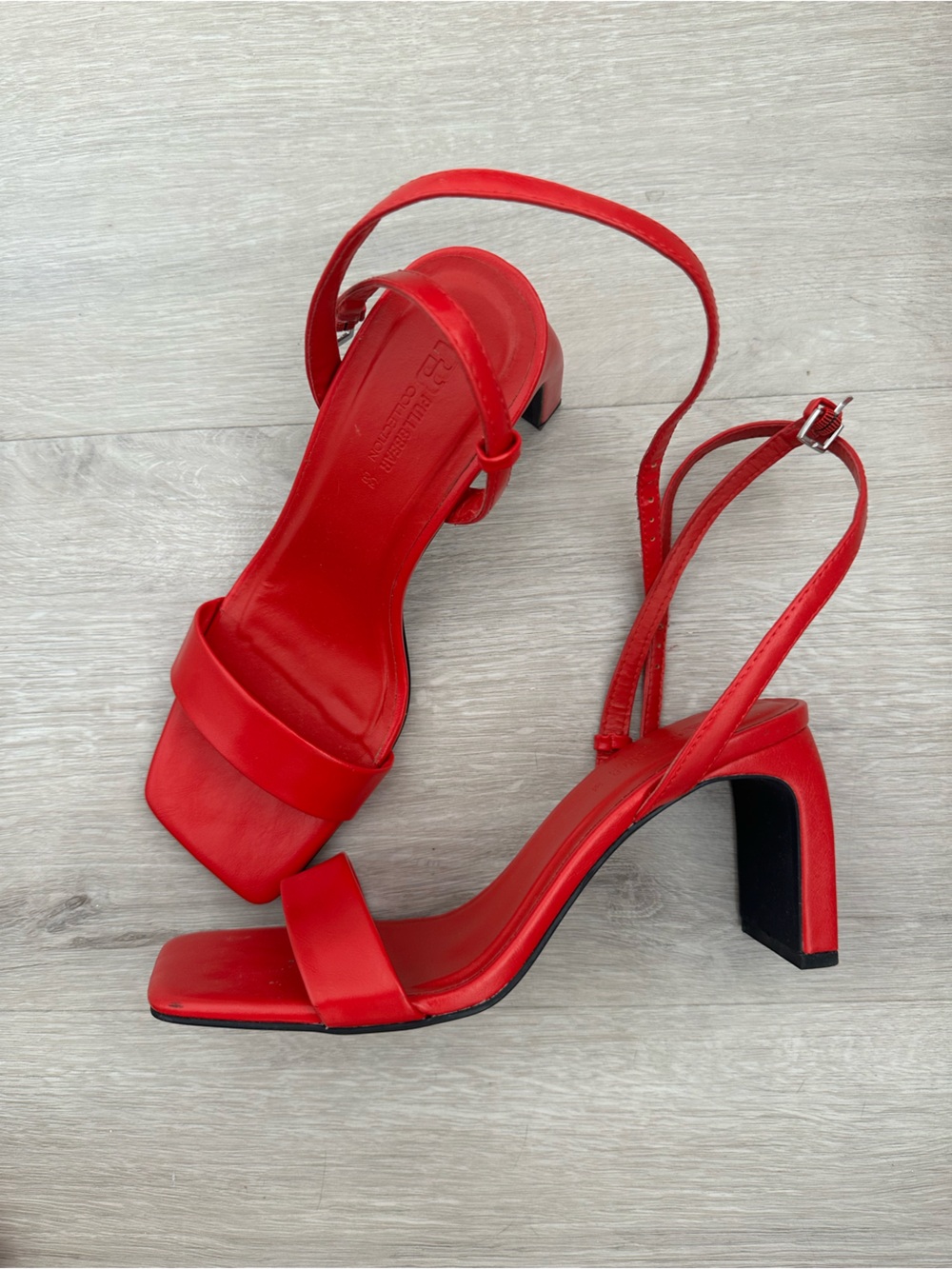 Pull&Bear Red Strappy Block Heel Sandals